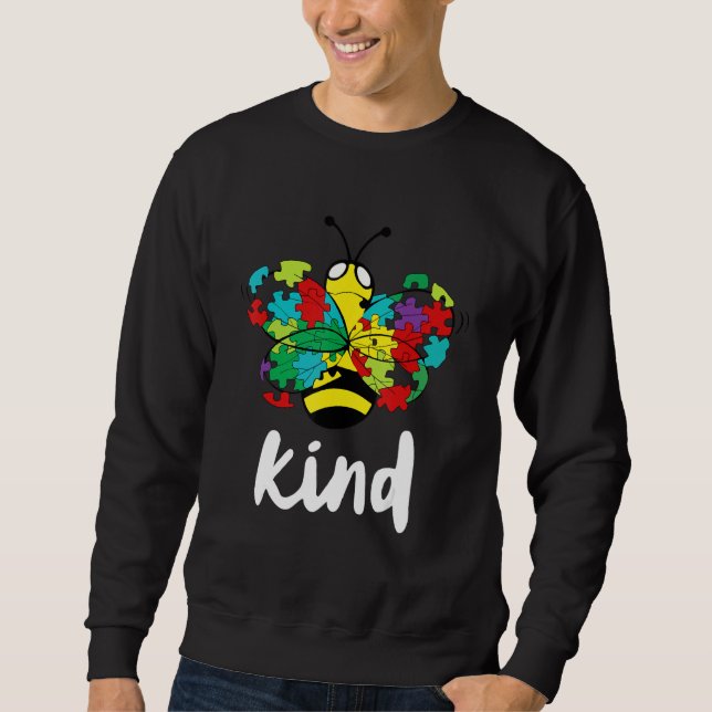 Autism Awareness  Be Kind Bee Aspergers Puzzle Pie Sweatshirt (Front)