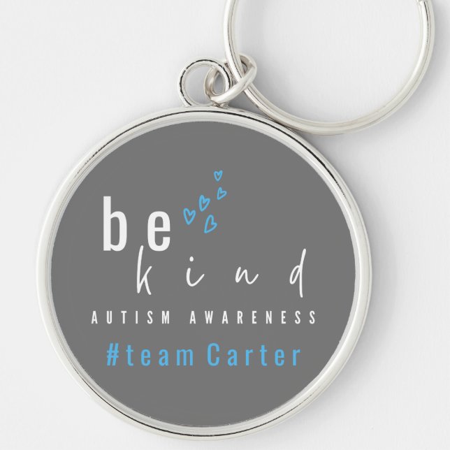 autism awareness be kind blue team name   key ring (Front)