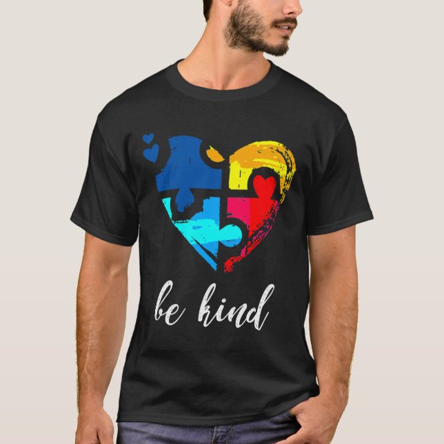 Autism Awareness Be Kind Heart T-Shirt (Front)