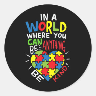 Autism Awareness Be Kind Kindnes  Classic Round Sticker