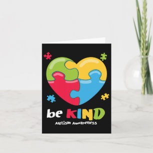 Autism Awareness - Be Kind Puzzle Heart Kindness  Card