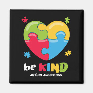 Autism Awareness - Be Kind Puzzle Heart Kindness  Magnet