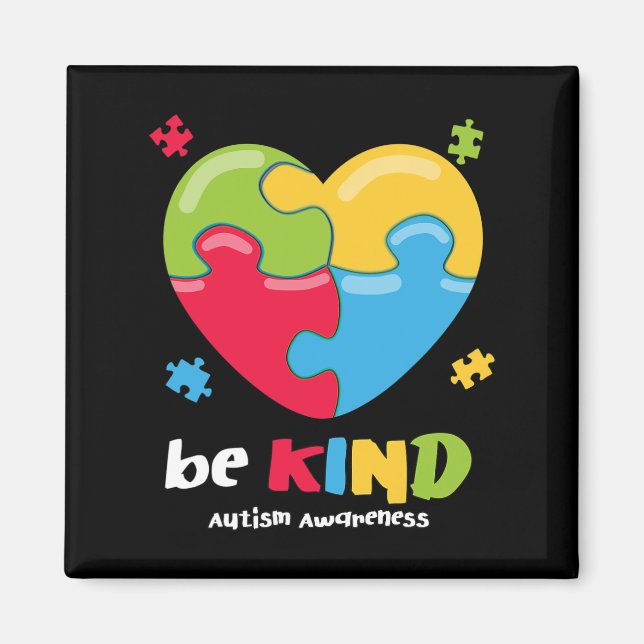 Autism Awareness - Be Kind Puzzle Heart Kindness  Magnet (Front)