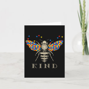 Autism Awareness Bee Kind Puzzle Pieces Card