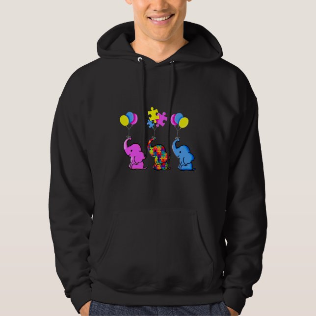 Autism Awareness  Blue Elephant Hoodie (Front)