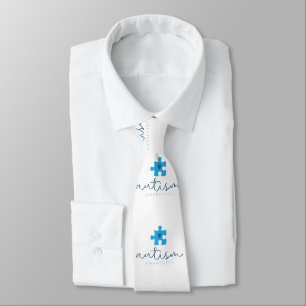 autism awareness blue puzzle piece heart tie