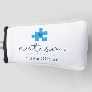 autism awareness blue puzzle piece #team name golf head cover