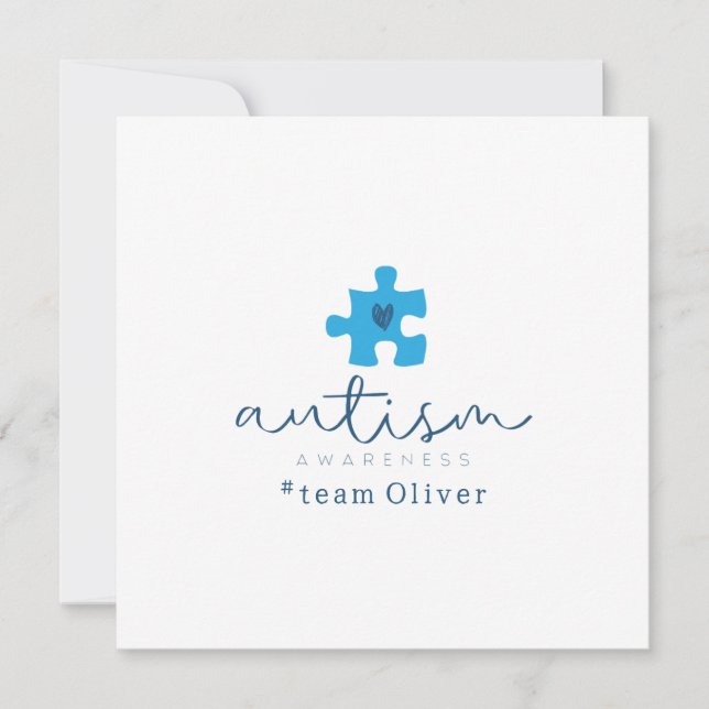 autism awareness blue puzzle piece #team name  invitation (Front)