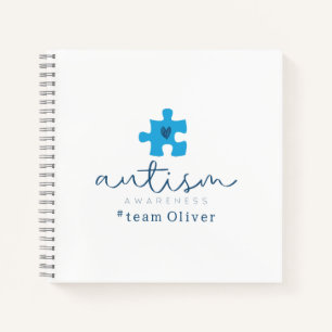 autism awareness blue puzzle piece #team name notebook