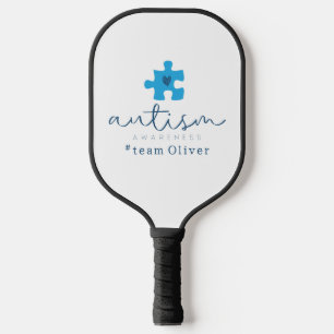 autism awareness blue puzzle piece #team name pickleball paddle