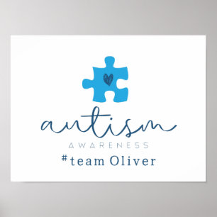 autism awareness blue puzzle piece #team name  poster