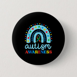 Autism Awareness Blue Rainbow Ribbon Asd Boys Kids 6 Cm Round Badge