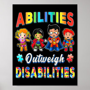 Autism Awareness Boy Abilities Outweigh Disabiliti Poster