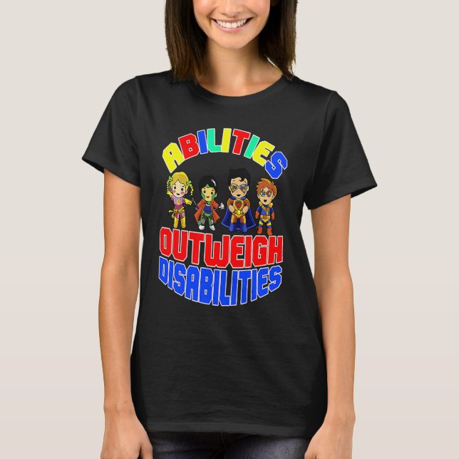 Autism Awareness Boy Abilities Outweigh Disabiliti T-Shirt (Front)