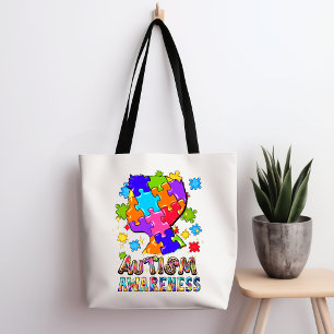 Autism Awareness Boy Puzzle Tote Bag