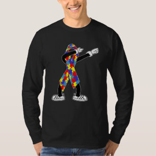 Autism Awareness Boys Kids Dabbing Puzzle Piece Su T-Shirt