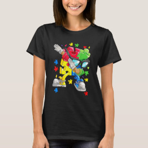 Autism Awareness Boys Kids Dabbing Puzzle Piece Su T-Shirt