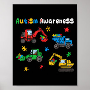Autism Awareness Boys Toddler Kids Construction Ex Poster