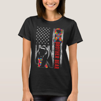 Autism Awareness Brother Bear American Flag Autism T-Shirt