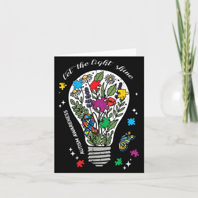 Autism Awareness Bulb Let The Light Shine ASD Card (Front)