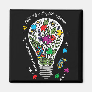 Autism Awareness Bulb Let The Light Shine ASD Magnet