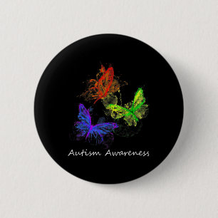 Autism Awareness Butterflies Without Puzzle Pieces 6 Cm Round Badge