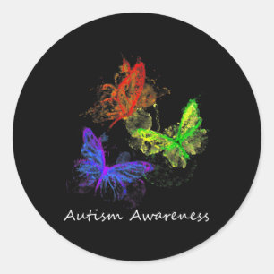Autism Awareness Butterflies Without Puzzle Pieces Classic Round Sticker