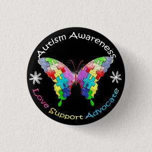 Autism Awareness Butterfly 3 Cm Round Badge