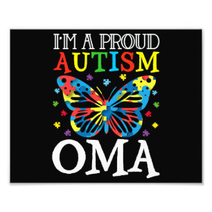 Autism Awareness Butterfly I'm a Proud Autism Oma Photo Print