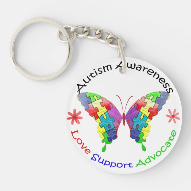 Autism Awareness Butterfly Key Ring (Front)