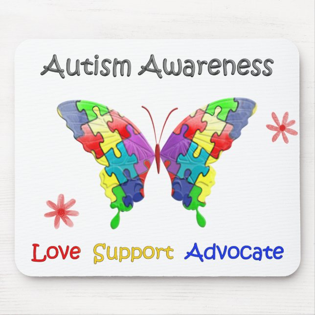 Autism Awareness Butterfly Mouse Pad (Front)