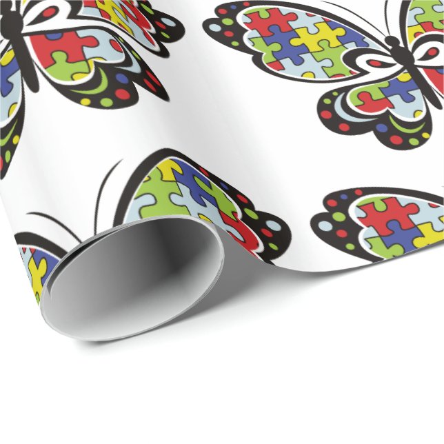 Autism Awareness Butterfly Wrapping Paper (Roll Corner)