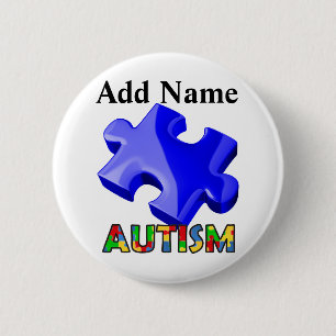 Autism Awareness Button Blue Puzzle Customise