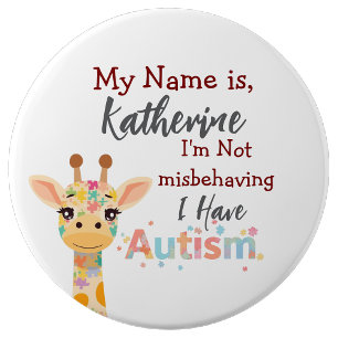 Autism awareness button, I'm not misbehaving  6 Cm Round Badge