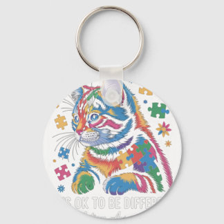 Autism Awareness Cat It'S Ok To Be Different Autis Key Ring