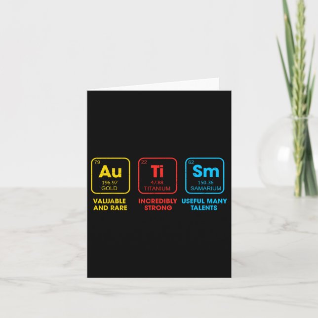 Autism Awareness Chemistry Elements Periodic Table Card (Front)