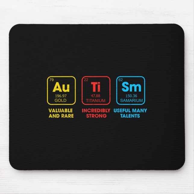 Autism Awareness Chemistry Elements Periodic Table Mouse Pad (Front)