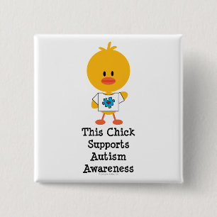Autism Awareness Chick Button