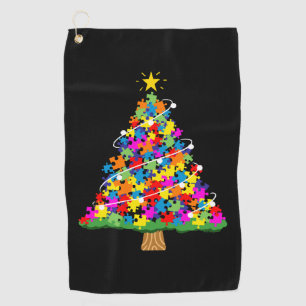 Autism Awareness Christmas Tree Golf Towel