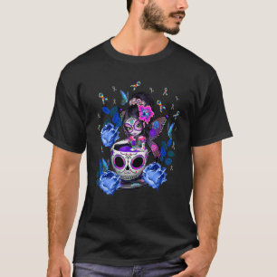 Autism Awareness Coffee Sugar Skull Girl Autism Da T-Shirt