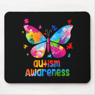 Autism Awareness Colorful Butterfly Puzzle Mouse Pad
