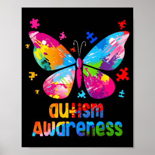 Autism Awareness Colorful Butterfly Puzzle Poster