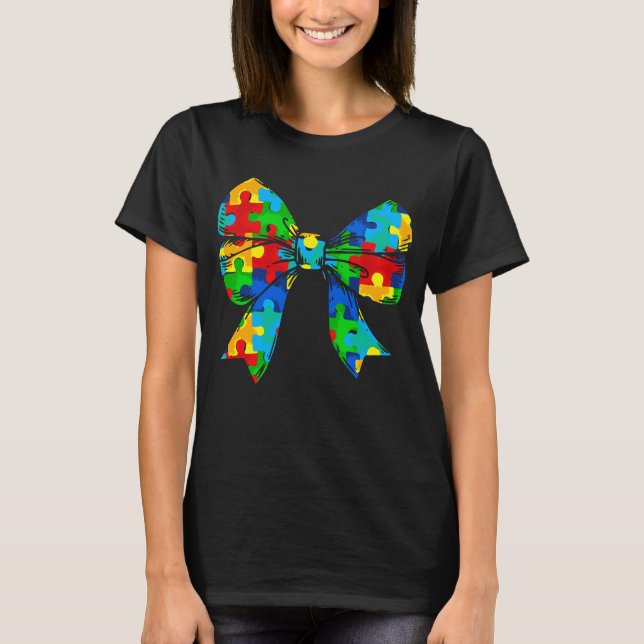 Autism Awareness Coquette Bow T-Shirt (Front)