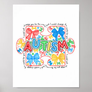 Autism Awareness Coquette Bow Women Girls Kids Poster