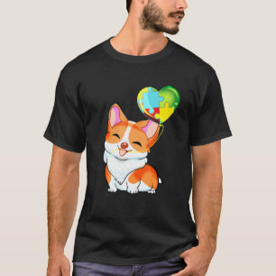 Autism Awareness Corgi Puppy Dog Puzzles Heart Bal T-Shirt