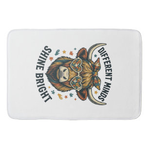 Autism Awareness Cow Vintage Engraving Support Des Bath Mat