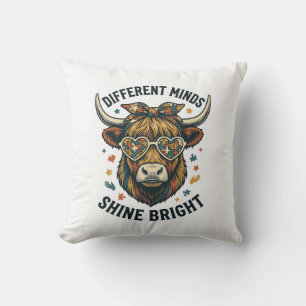 Autism Awareness Cow Vintage Engraving Support Des Cushion