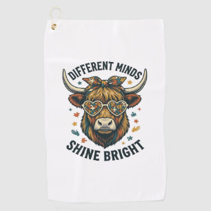 Autism Awareness Cow Vintage Engraving Support Des Golf Towel