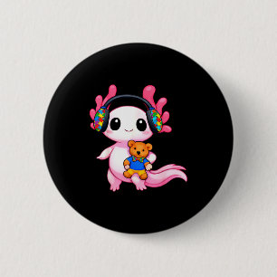 Autism awareness cute axolotl animal 6 cm round badge