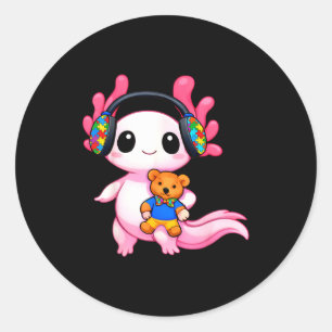Autism awareness cute axolotl animal classic round sticker